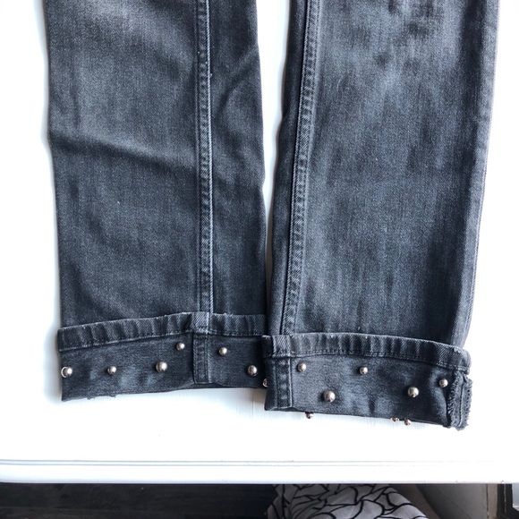 Zara Studded Cuffed Gray Jeans Size 4 - Picture 4 of 11